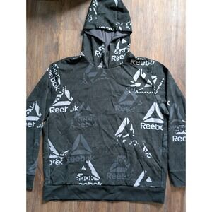 Reebok Men's Chin Up Pullover 2 pocket Hoodie Black Size XL